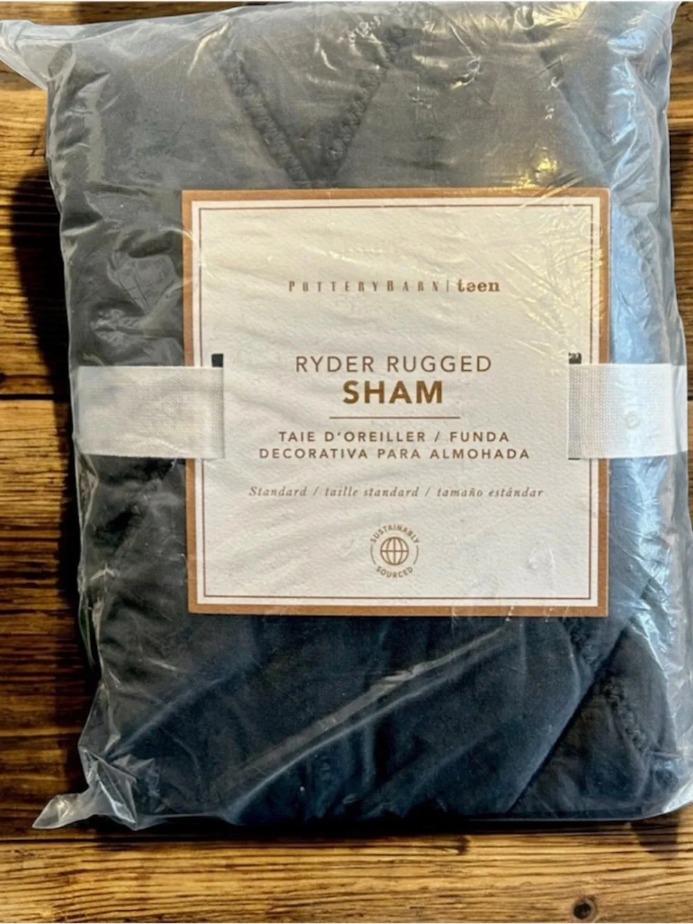 Pottery Barn Teen RYDER RUGGED SHAM Charcoal Gray, Standard, Pillow Cover NEW